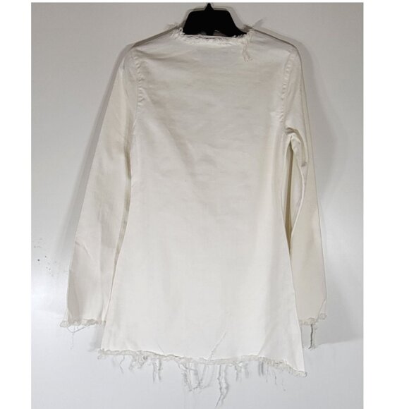 Marques ' Almeida White Denim Tunic / Mini Dress with Frayed Trim Womens Size S - Picture 3 of 6